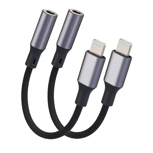 Apple MFi-zertifiziert: 2 Stück iPhone 3,5 mm Kopfhörer-Adapter, Lightning auf 3,5 mm Kopfhöreranschluss, AUX-Audio-Dongle-Konverter für iPhone 14/13/12/11/11 Pro/XR/X/XS/8/8Plus/7/7Plus (Silber) von SENNIPS