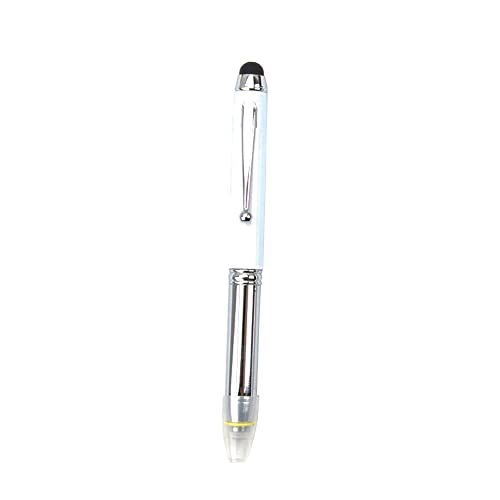 LED-Kugelschreiber, Taschenlampein Stiftform, 3-in-1 Stift/Eingabestift/LED-Licht, LED-Tintenlampen mit Nachfüllung und Batterien für Schreiben nachts (1 Pack), weiß von SENRISE