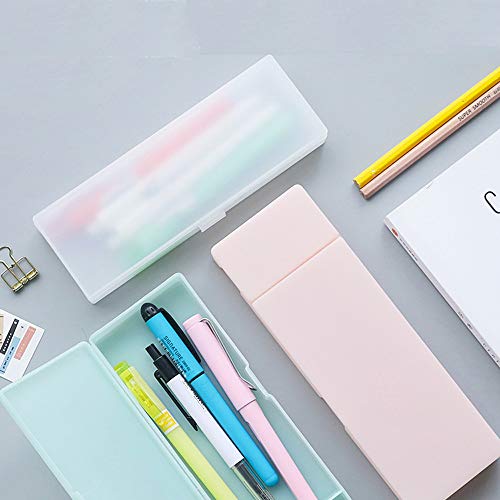 SENRISE 1 Pack Kunststoff Federmäppchen Stiftebox Stiftehalter Box Organizer Schulbedarf Bleistift Box für Schüler (Rosa, Groß) von SENRISE