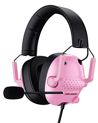 SENZER SG500 Gaming Headset für PS5 PS4 Xbox, Surround Sound Headset mit Noise Canceling Mikrofon - Abnehmbare Memory Foam Ohrpolster Tragbare Faltbare Kopfhörer für PC Switch Laptop - Rosa von SENZER