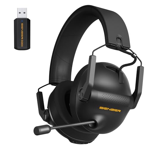 SENZER SG600 Pro Wireless Gaming Headset mit Mikrofon 7.1 Surround Sound, Noise Cancelling Mic, 2.4GHz Wireless Bluetooth 5.3 mit Faltbare Gaming Kopfhörer für PC PS5 PS4 (Nicht Xbox Kompatibel) von SENZER