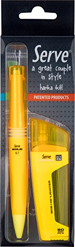 SERVE SV-DB07P2FS Doppelminenröhre und Textmarker, 0,7, in Haustier-Geschenkpackung (gelb) von SERVE
