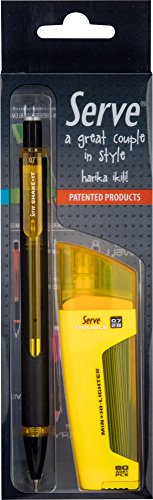 SERVE Double 0,7 Minenröhrchen & Textmarker Shake-It Druckbleistift 0,7, in Geschenkverpackung (gelb) von SERVE