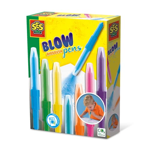 SES Creative | Airbrush Filzstifte zum Aufpusten | 7 lebendige Farben | Misch- und Abstufungs-Effekt | Auswaschbare Tinte | Kreative und künstlerische Aktivitäten | Geschenkidee ab 5 Jahren von SES Creative