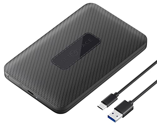 Festplattengehäuse , 2.5 Zoll Gehäuse USB 3.0, SETMSPACE SSD Gehäuse 6 Gbps mit UASP für 7mm/9,5 mm SATA SSD HDD (Schwarz) von SETMSPACE