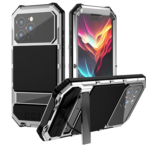 360-Grad-Vollabdeckung, gehärtetes Glas, Metall, Schutzhülle für iPhone 15 16 Pro Max 15 16 Plus, unsichtbare Halterung, Anti-Fall-Schutzhülle, Silber, für iPhone 16 Pro Max 360-Grad-Vollabdeckung, gehärtetes Glas, Metall, Schutzhülle für iPhone 15 16 Pro Max 15 16 Plus, unsichtbare Halterung, Anti-Fall-Schutzhülle, Silber, für iPhone 16 Pro Max von SETNGB