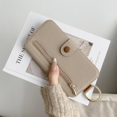 Kleine, frische Flip-Case-Handyhülle, passend für iPhone 11 12 13 14 15 16 Pro Max 14 15 16 Plus, Armbandring, Anti-Fall-Schutzhülle, Khaki, Für iPhone 14 von SETNGB
