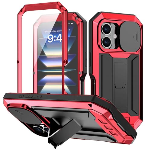 SETNGB 360-Grad-Vollschutzhülle aus gehärtetem Glas und Metall für iPhone 16 Pro Max 16 Plus, unsichtbare Halterung, Anti-Fall-Schutzhülle, rot, für iPhone 16 Pro SETNGB 360-Grad-Vollschutzhülle aus gehärtetem Glas und Metall für iPhone 16 Pro Max 16 Plus, unsichtbare Halterung, Anti-Fall-Schutzhülle, rot, für iPhone 16 Pro von SETNGB