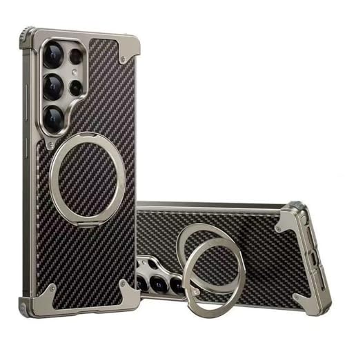 SETNGB 360° drehbare Halterung, magnetische, rahmenlose Handyhülle mit Kohlefaserstruktur für Samsung Galaxy S25 Ultra, Anti-Fall-Schutzhülle, Titan, für Samsung Galaxy S25 Ultra SETNGB 360° drehbare Halterung, magnetische, rahmenlose Handyhülle mit Kohlefaserstruktur für Samsung Galaxy S25 Ultra, Anti-Fall-Schutzhülle, Titan, für Samsung Galaxy S25 Ultra von SETNGB