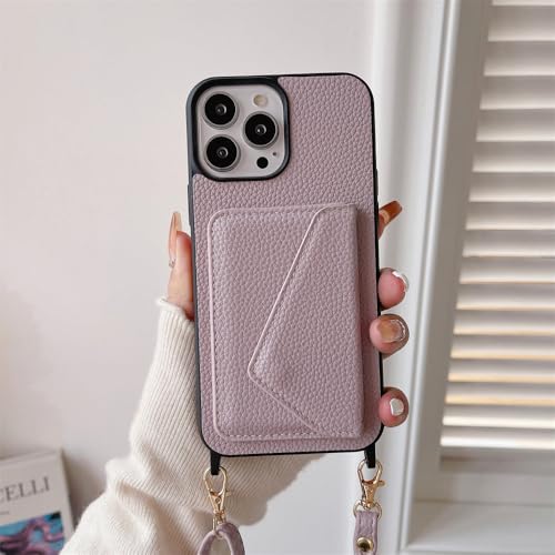 SETNGB Crossbody-Handyhülle aus Leder mit Kartensteckplatz für iPhone 11 12 13 14 15 16 Pro Max 14 15 16 Plus Anti-Fall-Schutzhülle, Hellviolett, für iPhone 15 Pro Max SETNGB Crossbody-Handyhülle aus Leder mit Kartensteckplatz für iPhone 11 12 13 14 15 16 Pro Max 14 15 16 Plus Anti-Fall-Schutzhülle, Hellviolett, für iPhone 15 Pro Max von SETNGB