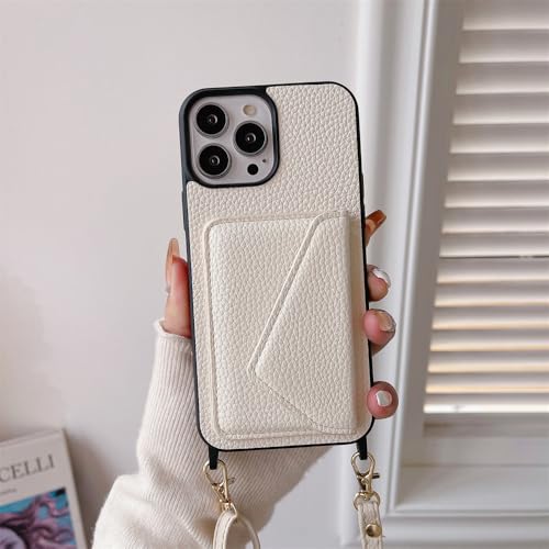 SETNGB Crossbody-Handyhülle aus Leder mit Kartensteckplatz für iPhone 11 12 13 14 15 16 Pro Max 14 15 16 Plus Anti-Fall-Schutzhülle, Weiß, für iPhone 16 SETNGB Crossbody-Handyhülle aus Leder mit Kartensteckplatz für iPhone 11 12 13 14 15 16 Pro Max 14 15 16 Plus Anti-Fall-Schutzhülle, Weiß, für iPhone 16 von SETNGB