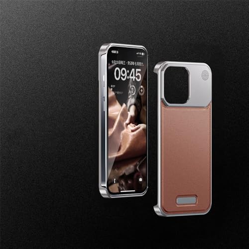 SETNGB Duftende Handyhülle aus Leder und Aluminium für iPhone 13 14 15 16 Pro Max, stoßfeste Schutzhülle, Graubraun, für iPhone 15 Pro Max SETNGB Duftende Handyhülle aus Leder und Aluminium für iPhone 13 14 15 16 Pro Max, stoßfeste Schutzhülle, Graubraun, für iPhone 15 Pro Max von SETNGB