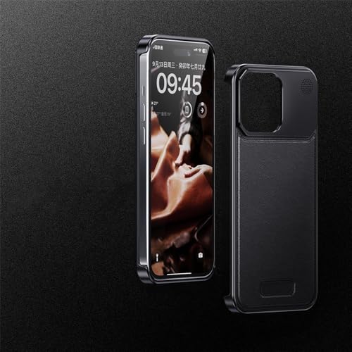 SETNGB Duftende Handyhülle aus Leder und Aluminium für iPhone 13 14 15 16 Pro Max, stoßfeste Schutzhülle, Schwarz, für iPhone 13 Pro Max SETNGB Duftende Handyhülle aus Leder und Aluminium für iPhone 13 14 15 16 Pro Max, stoßfeste Schutzhülle, Schwarz, für iPhone 13 Pro Max von SETNGB