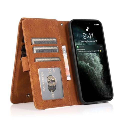 SETNGB Leder-Brieftaschen-Kartenetui für iPhone 11 12 13 14 15 16 Pro Max 14 15 16 Plus stoßfeste Hülle, braun, für iPhone 11 Pro Max SETNGB Leder-Brieftaschen-Kartenetui für iPhone 11 12 13 14 15 16 Pro Max 14 15 16 Plus stoßfeste Hülle, braun, für iPhone 11 Pro Max von SETNGB