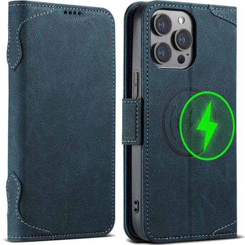 SETNGB Magnetische Handyhülle aus Leder mit Kartenhalter für iPhone 11 12 13 14 15 16 Pro Max 14 15 16 Plus, kabelloses Laden, stoßfeste Schutzhülle, Blau, Für iPhone 15 SETNGB Magnetische Handyhülle aus Leder mit Kartenhalter für iPhone 11 12 13 14 15 16 Pro Max 14 15 16 Plus, kabelloses Laden, stoßfeste Schutzhülle, Blau, Für iPhone 15 von SETNGB