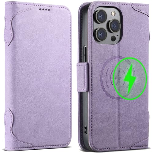 SETNGB Magnetische Handyhülle aus Leder mit Kartenhalter für iPhone 11 12 13 14 15 16 Pro Max 14 15 16 Plus, kabelloses Laden, stoßfeste Schutzhülle, Lila, Für iPhone 15 Pro Max SETNGB Magnetische Handyhülle aus Leder mit Kartenhalter für iPhone 11 12 13 14 15 16 Pro Max 14 15 16 Plus, kabelloses Laden, stoßfeste Schutzhülle, Lila, Für iPhone 15 Pro Max von SETNGB