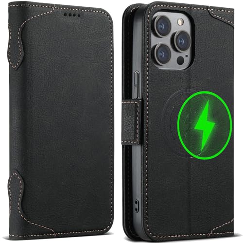 SETNGB Magnetische Handyhülle aus Leder mit Kartenhalter für iPhone 11 12 13 14 15 16 Pro Max 14 15 16 Plus, kabelloses Laden, stoßfeste Schutzhülle, Schwarz, Für iPhone 16 Pro Max SETNGB Magnetische Handyhülle aus Leder mit Kartenhalter für iPhone 11 12 13 14 15 16 Pro Max 14 15 16 Plus, kabelloses Laden, stoßfeste Schutzhülle, Schwarz, Für iPhone 16 Pro Max von SETNGB