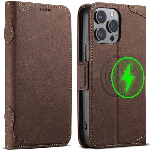 SETNGB Magnetische Handyhülle aus Leder mit Kartenhalter für iPhone 11 12 13 14 15 16 Pro Max 14 15 16 Plus, kabelloses Laden, stoßfeste Schutzhülle, braun, für iPhone 14 SETNGB Magnetische Handyhülle aus Leder mit Kartenhalter für iPhone 11 12 13 14 15 16 Pro Max 14 15 16 Plus, kabelloses Laden, stoßfeste Schutzhülle, braun, für iPhone 14 von SETNGB