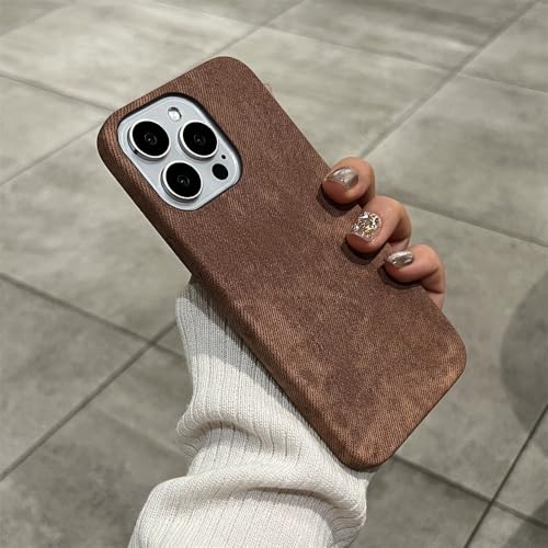 SETNGB Matte Lederstoffhülle für iPhone 16 15 14 13 12 11 Pro Max 16 15 14 Plus, weiche, stoßfeste Jeans-Retro-Dünnhülle, Kaffee, für iPhone 13 Mini von SETNGB