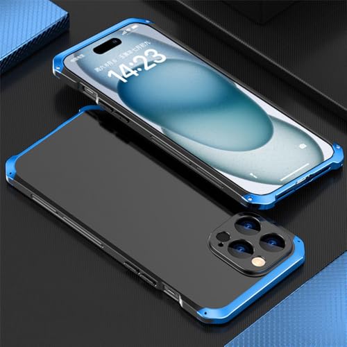 SETNGB Metall-Anti-Fall-Telefonhülle für iPhone 15 16 Pro Max, kabelloses Laden, stoßfeste Hülle, Schwarz Blau, für iPhone 15 SETNGB Metall-Anti-Fall-Telefonhülle für iPhone 15 16 Pro Max, kabelloses Laden, stoßfeste Hülle, Schwarz Blau, für iPhone 15 von SETNGB