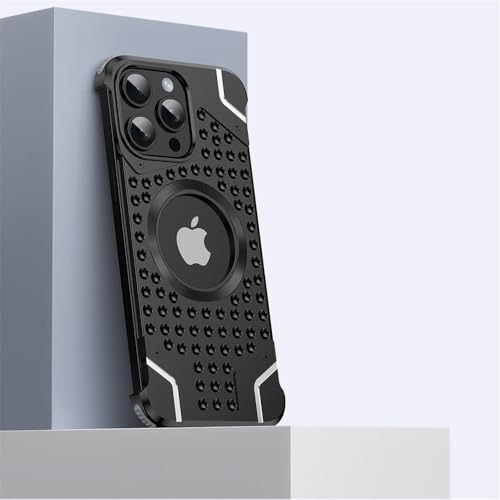 SETNGB Metallhohle magnetische Wärmeableitungs-Handyhülle für iPhone 15 16 Pro Max 16 Plus randlose Panzerung stoßfeste Schutzhülle, Schwarz, Für iPhone 15 Pro Max SETNGB Metallhohle magnetische Wärmeableitungs-Handyhülle für iPhone 15 16 Pro Max 16 Plus randlose Panzerung stoßfeste Schutzhülle, Schwarz, Für iPhone 15 Pro Max von SETNGB