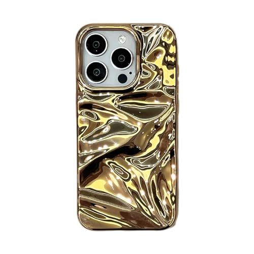 SETNGB Modische Hülle mit Goldener Falten-Meteoriten-Textur für iPhone 12 13 14 15 16 Pro Max 14 15 16 Plus, Anti-Drop-Schutzhülle, Gold, für iPhone 13 Pro Max von SETNGB