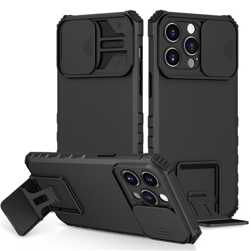 SETNGB Schiebe-Schutzlinsen-Ständerabdeckung für iPhone 16 15 14 13 12 11 Pro Max 14 15 16 Plus Anti-Fall-Schutzhülle, Schwarz, für iPhone 12 Pro von SETNGB