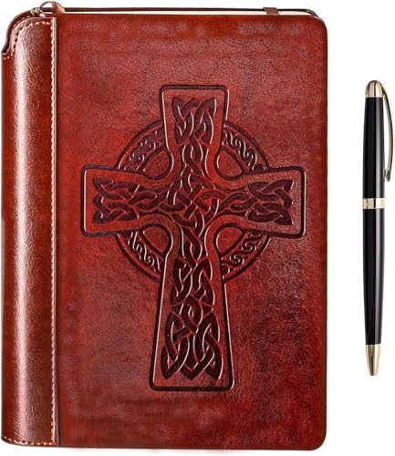 SETTINI® Tagebuch liniert - Keltisches Kreuz Tagebuch zum Schreiben Geschenkset - Hardcover Veganes Leder Inklusive Luxus Stift in einem einzigartigen Stifthalter, 192 Seiten, 15,2 x 21,6 cm von SETTINI
