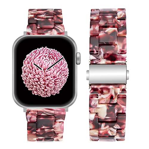 SEURE Kompatibel mit Apple Watch Armband 38mm 40mm 41mm 42mm 44mm 45mm, Damen Herren Uhrarmband Buntes Harz Ersatzarmband mit Edelstahl Schnalle für Series SE/8/7/6/5/4/3/2/1 von SEURE