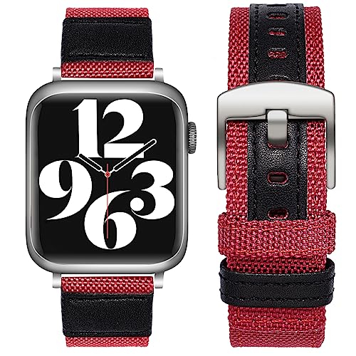 SEURE Kompatibel mit Apple Watch Armband 38mm 40mm 41mm 42mm 44mm 45mm, Herren Damen Uhrarmband Nylon Verschleißfest Sport Band mit Leder hautfreundlich Ersatzarmband für Series SE/8/7/6/5/4/3/2/1 von SEURE