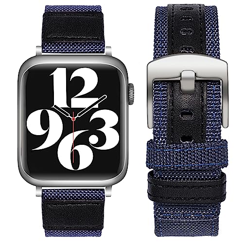 SEURE Kompatibel mit Apple Watch Armband 38mm 40mm 41mm 42mm 44mm 45mm, Herren Damen Uhrarmband Nylon Verschleißfest Sport Band mit Leder hautfreundlich Ersatzarmband für Series SE/8/7/6/5/4/3/2/1 von SEURE