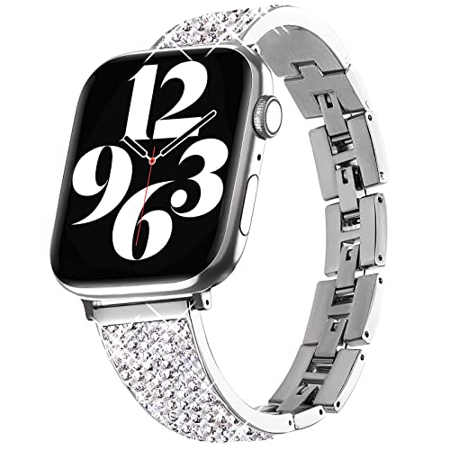 SEURE Kompatibel mit Apple Watch Armband 38mm 40mm 41mm 42mm 44mm 45mm,Damen Glitzer Strass Diamant Uhrarmband Ersatzarmband für Series 8/7/6/5/4/3/2/1/SE von SEURE