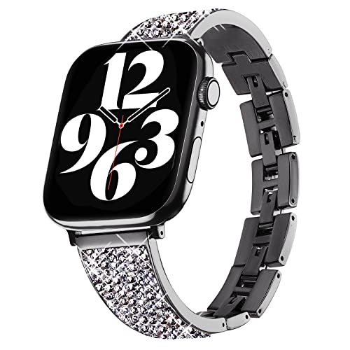 SEURE Kompatibel mit Apple Watch Armband 38mm 40mm 41mm 42mm 44mm 45mm,Damen Glitzer Strass Diamant Uhrarmband Ersatzarmband für Series 8/7/6/5/4/3/2/1/SE von SEURE