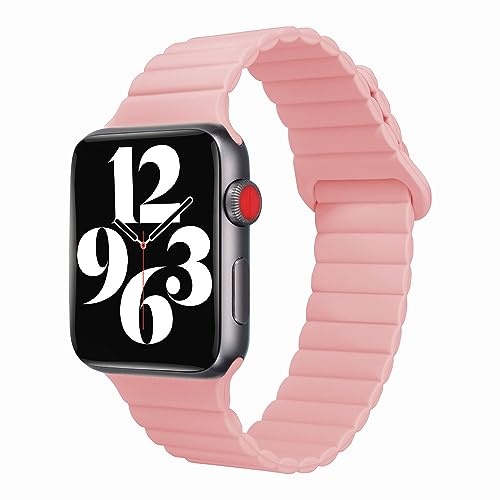 SEURE Kompatibel mit Apple Watch Armband 41mm 40mm 38mm,Damen Herren Hautfreundlich Ersatzarmband Silikon Uhrarmband mit Magnetverschluss für Series 8 7 6 5 4 3 2 1 SE,Rosa von SEURE