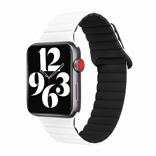 SEURE Kompatibel mit Apple Watch Armband 41mm 40mm 38mm,Damen Herren Hautfreundlich Ersatzarmband Silikon Uhrarmband mit Magnetverschluss für Series 8 7 6 5 4 3 2 1 SE,Weiß Schwarz von SEURE