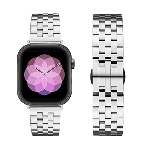 SEURE Kompatibel mit Apple Watch Armband 44mm 42mm 40mm 38mm,Herren Damen Edelstahl Uhrarmband Verstellbare Metall Ersatzarmband für Series SE/8/7/6/5/4/3/2/1 von SEURE