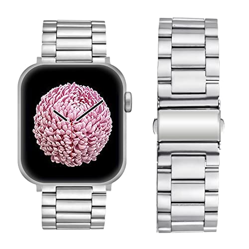 SEURE Kompatibel mit Apple Watch Armband 44mm 42mm 40mm 38mm,Herren Damen Edelstahl Uhrarmband Verstellbare Metall Ersatzarmband für Series SE/8/7/6/5/4/3/2/1 von SEURE