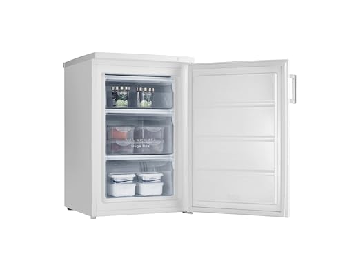 SEVERIN Tischgefrierschrank mit 4 * Gefrierfach, Gefrierbox mit drei Gefrierschubladen, kleine Tiefkühltruhe ideal als Zweitgerät, 85 L Nutzinhalt, nur 38 dB, weiß, GS 8865 (EEK C) von SEVERIN