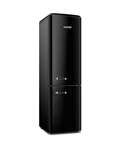 SEVERIN Retro Kombi Total No Frost, NoFrost-Technologie, ''Fast-Cooling''-Funktion, ZEROBOX und VEGGIEBOX für die perfekte Lagerung, 250 L Nutzinhalt, schwarz, RKG 8928 von SEVERIN