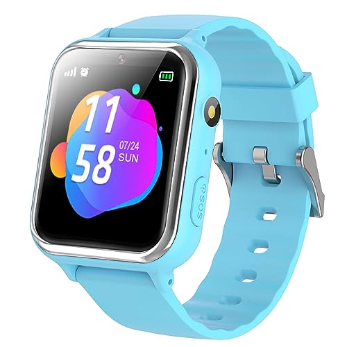 SEVGTAR Smartwatch für Kinder, Smartwatch für Kinder, Anrufe, Mode, Schule, SOS, MP3, Wecker, Uhr, Telefon, für Kinder, Geschenk 4 – 12 Jahre von SEVGTAR