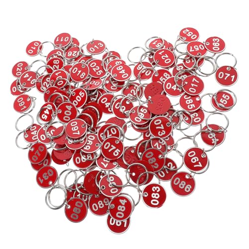 SEWACC 100 Stück Nummerierte Kennzeichnungs-Hängeetiketten aus Aluminiumlegierung Metall Schlüsselanhänger mit 1–100 Nummern Bunte Nummern-Id-Tags von SEWACC