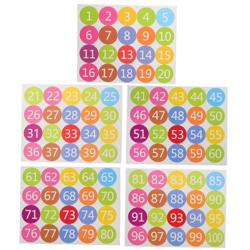 SEWACC 100 Stück Universaletiketten Für Klassenzimmer Bodenpunkte Zahlenaufkleber Farbige Etiketten Aufkleber Zahlenetiketten Markierung Von Zahlenaufklebern Bodennummern Für von SEWACC