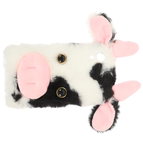 SEWACC 1Pc Plüsch Kuh Pelzigen Flauschigen 7 Fällen Hässliche Telefon Fällen Fuzzy Schutzhülle Telefon Fall Nette Plüsch Fall Stoßfest Telefon Abdeckung Shell Plüsch Schwarz von SEWACC