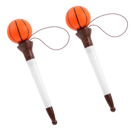 SEWACC 2 Stück Basketball Bounce Stift Sport Kugelschreiber Lustiger Spruch Party Perlenstift Basketball Cartoon Ausgefallener Haken Niedlicher Court Neuheits Basketball Stift von SEWACC