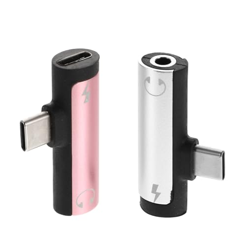 SEWACC 2 Stück Typ-C-Kopfhöreradapter schnell Audio- Ladung Ladeadapter für Kopfhörer Typ-C-zu-3,5-mm-Kopfhöreradapter Kopfhörer Zubehör Typ-C-Kopfhörerkonverter Aluminiumlegierung von SEWACC