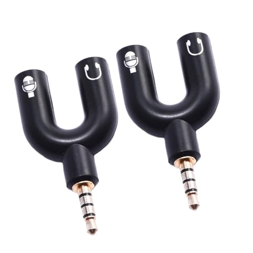 SEWACC 2Stücke Y Splitter Kabel Männlich Weiblich Audiokabel für Kopfhörer Mikrofon Y Förmiger Adapter für Handy Schwarz von SEWACC