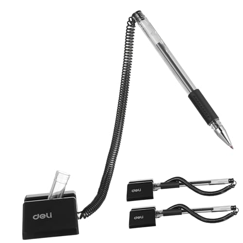 SEWACC 3 Stück Bürogeschenk Diebstahlsichere Schreibtischstifte Rezeption Bürotischstift Mit Kette Dreifach Besucherstifte Mit Klebebasis Arbeitsplattenstift Mit Kette Sichere von SEWACC