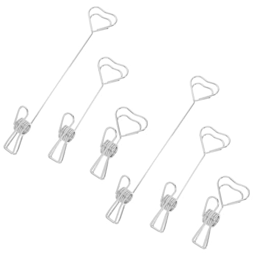 SEWACC 6 Stück Memorandum -Halter tischdeko hochzeit Ständer für Fotokarten Notizhalter für Büroklammern Kartenhalter platzieren Herz-Display-Ständer Notizzettelhalter Stahldraht Silver von SEWACC