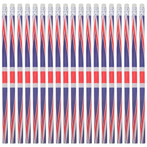 SEWACC 60 Stück Bleistifte Mit Britischer Flagge, Union Jack-Flagge Patriotische Bleistifte Mit England-Flagge Mit Radiergummis Schreibstifte Für Büro von SEWACC