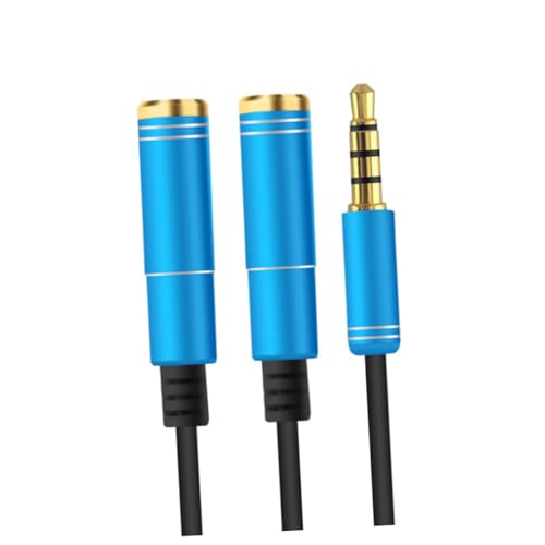 SEWACC Audio Splitterkabel für Kopfhörer Mikrofon Blauer Stereo Adapter für Gleichzeitige Nutzung für PC Mobile Geräte von SEWACC